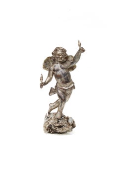 Italienischer Blattsilber-Engel aus dem 18. Jahrhundert, montiert auf einem Mica-Cluster mit Mica- Flügeln