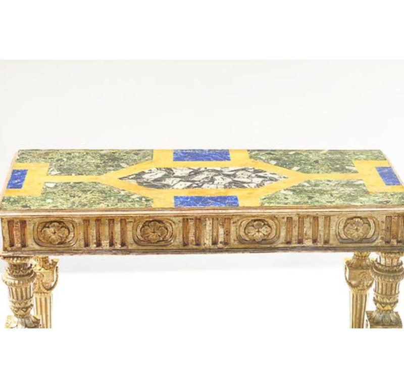Hand-Painted 18th Century Italian Silver-leafed Console For Sale