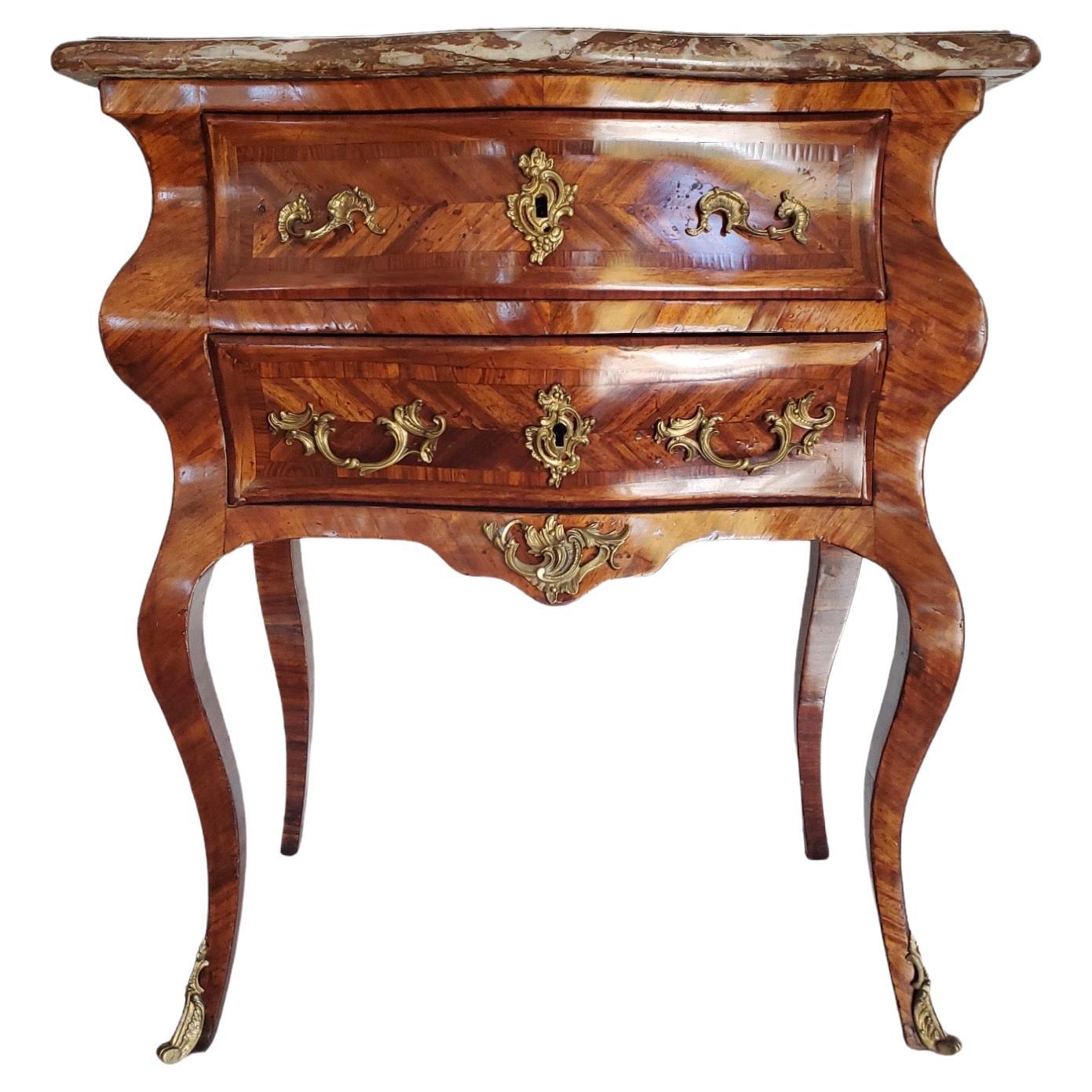 18th Century Italian Small Marble Top Commode For Sale