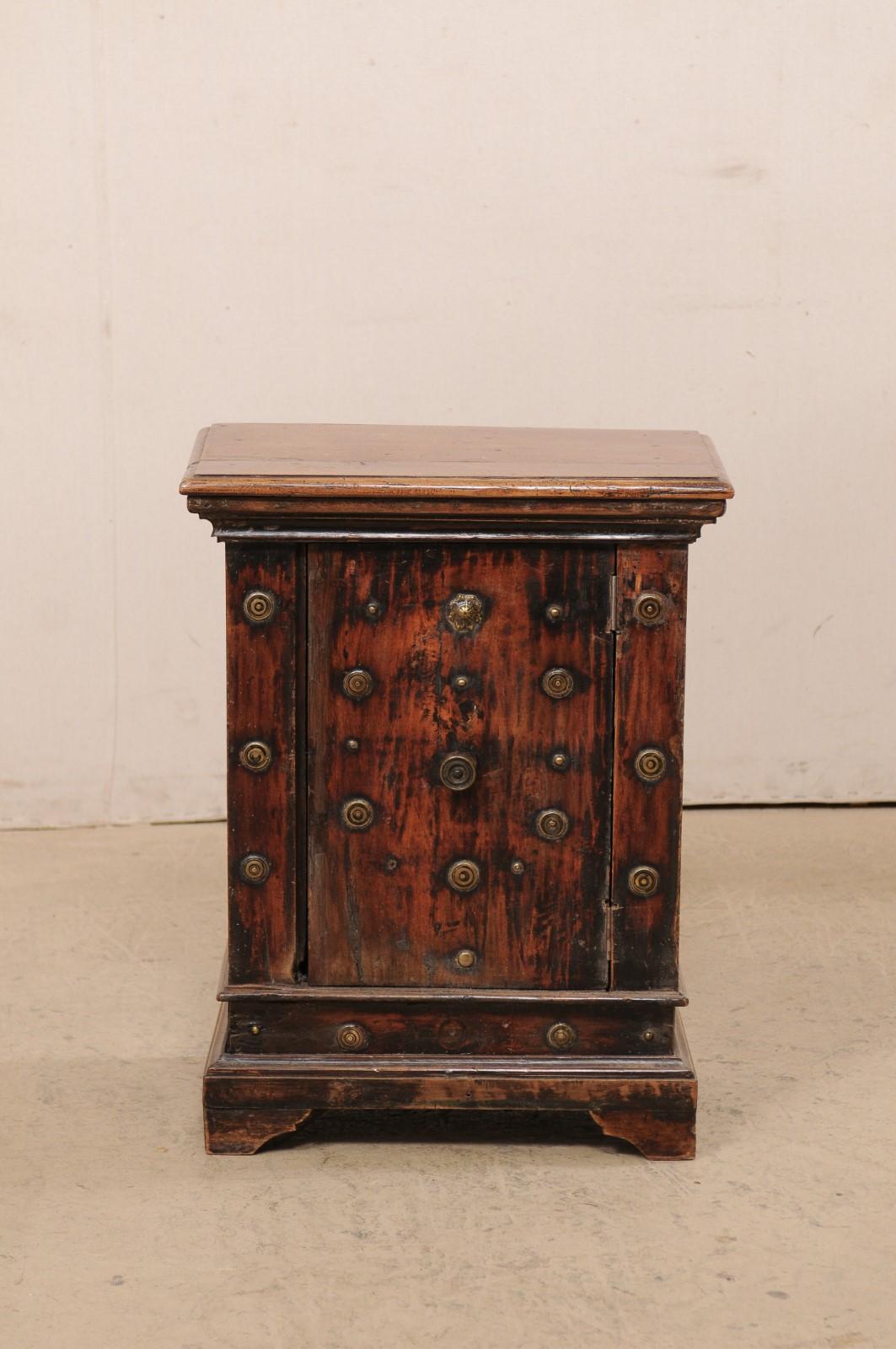18th Century Italian Small-Sized Cabinet Adorn with Brass Medallion Accents For Sale 8