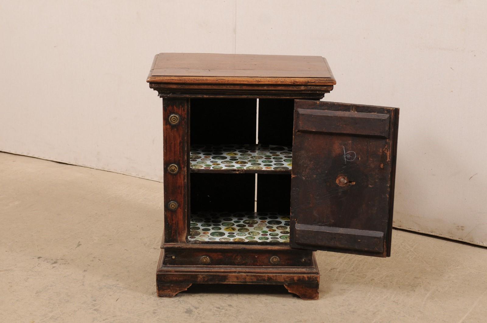 18th Century Italian Small-Sized Cabinet Adorn with Brass Medallion Accents For Sale 1