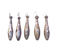 Set di 5 ornamenti a foglia d'argento maculata del XVIII secolo