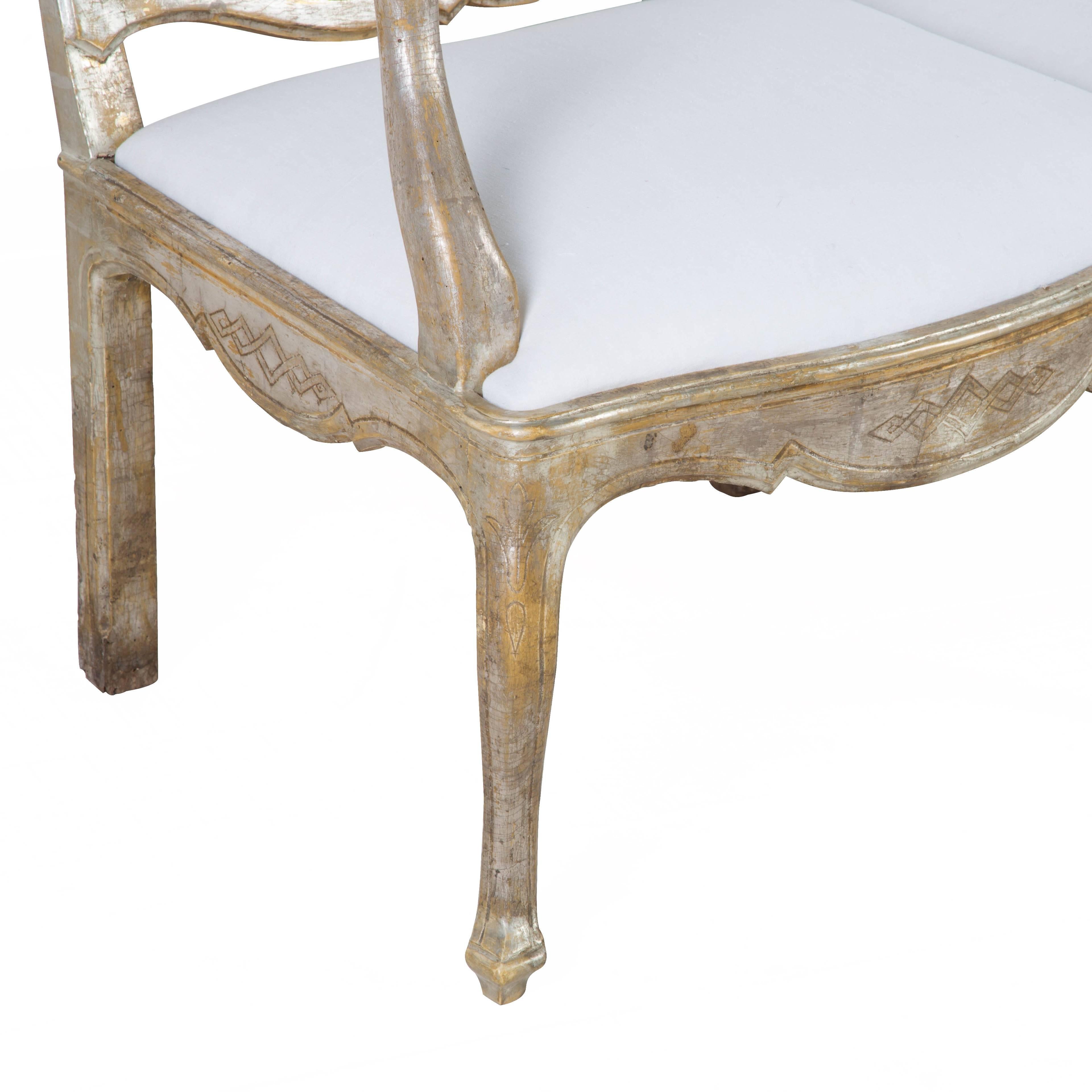 18th Century Italian Sofa in Original Silver Leaf 1