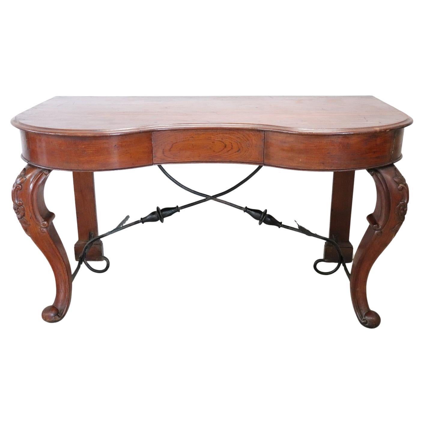 18th Century Italian Solid Oak Wood Antique Console Table For Sale