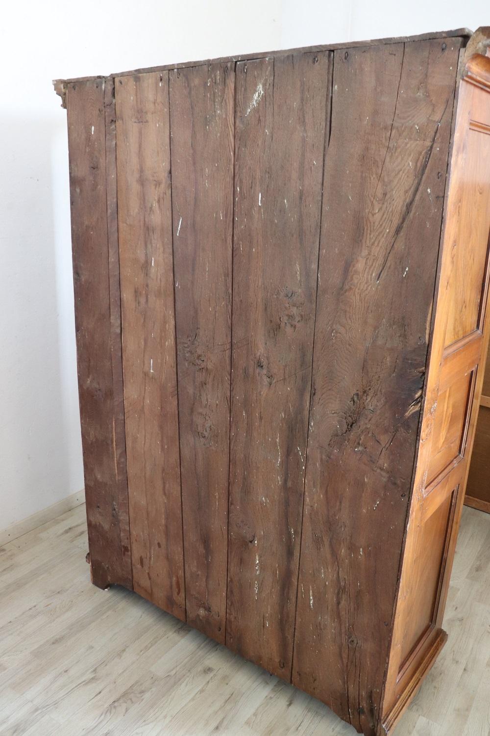 18th Century Italian Solid Walnut Antique Wardrobe or Armoire 10