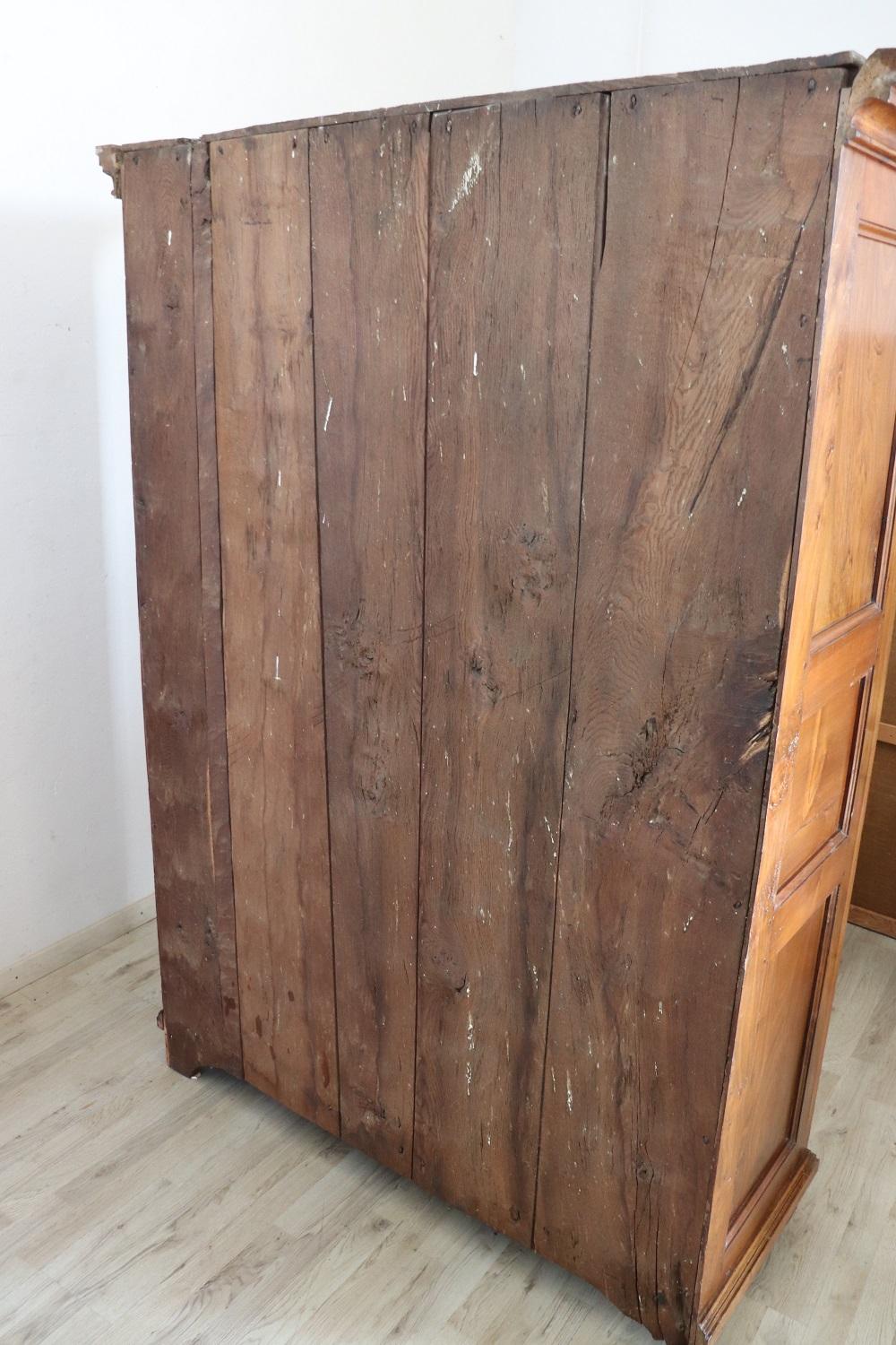 18th Century Italian Solid Walnut Antique Wardrobe or Armoire For Sale 10