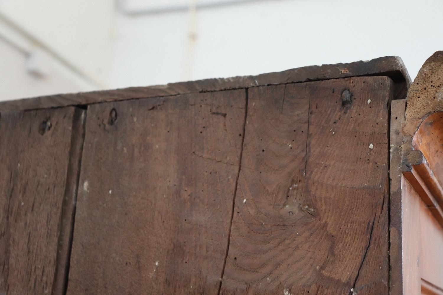 18th Century Italian Solid Walnut Antique Wardrobe or Armoire 11