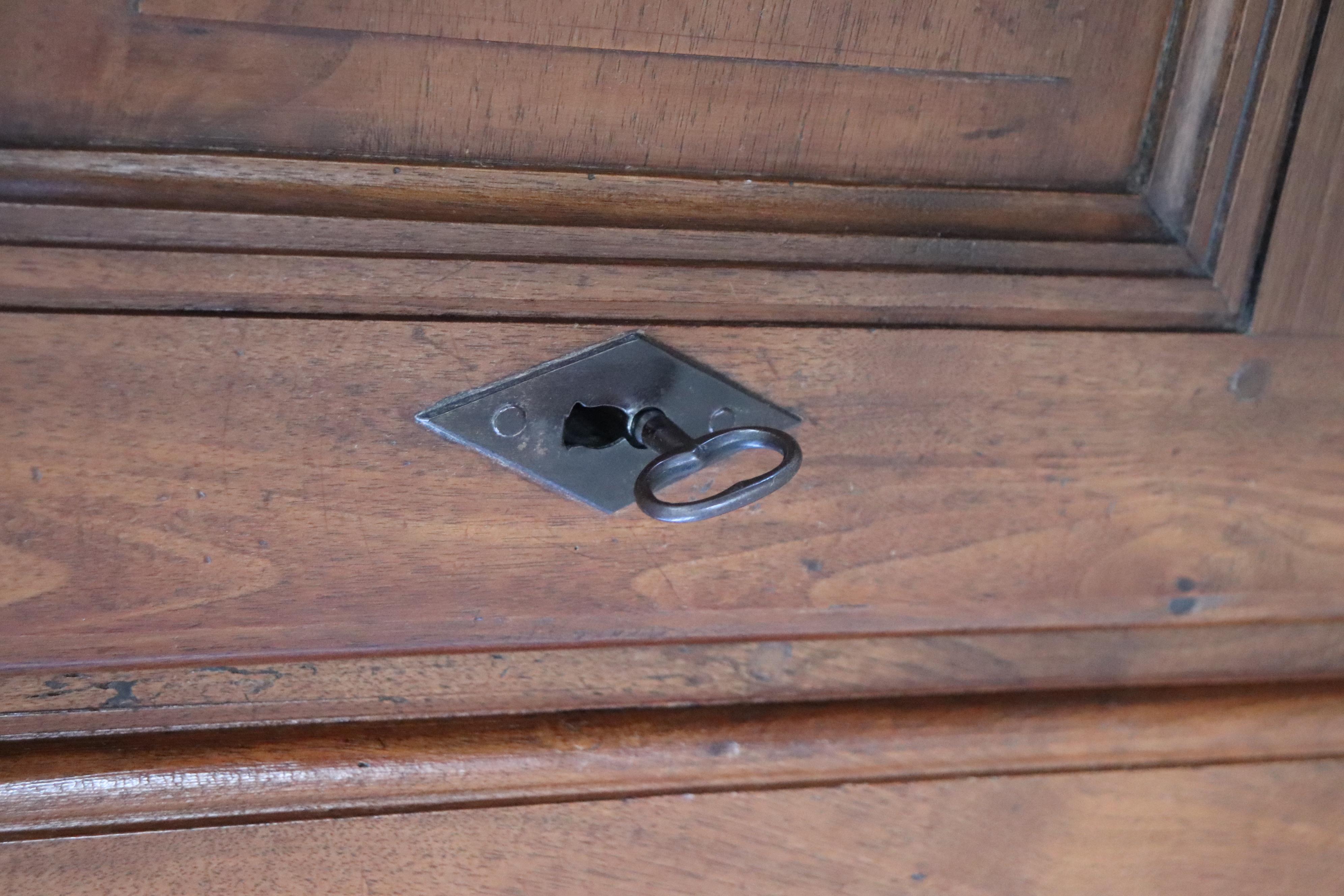 18th Century Italian Solid Walnut Antique Wardrobe or Armoire 4