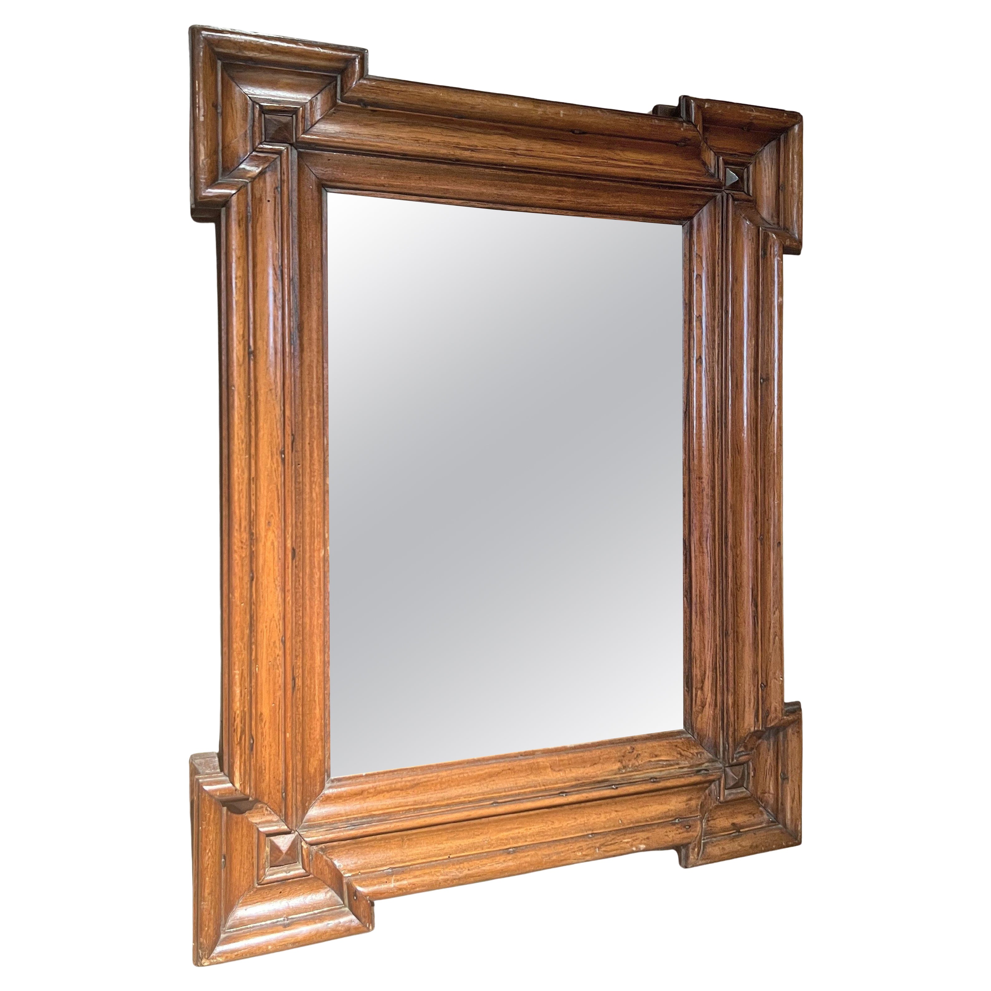 18th century Italian solid walnut mirror For Sale