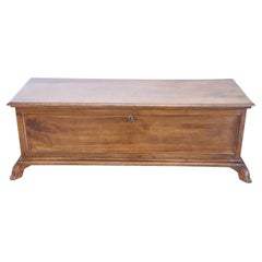 18th Century Italian Solid Walnut Wood Blanket Chest