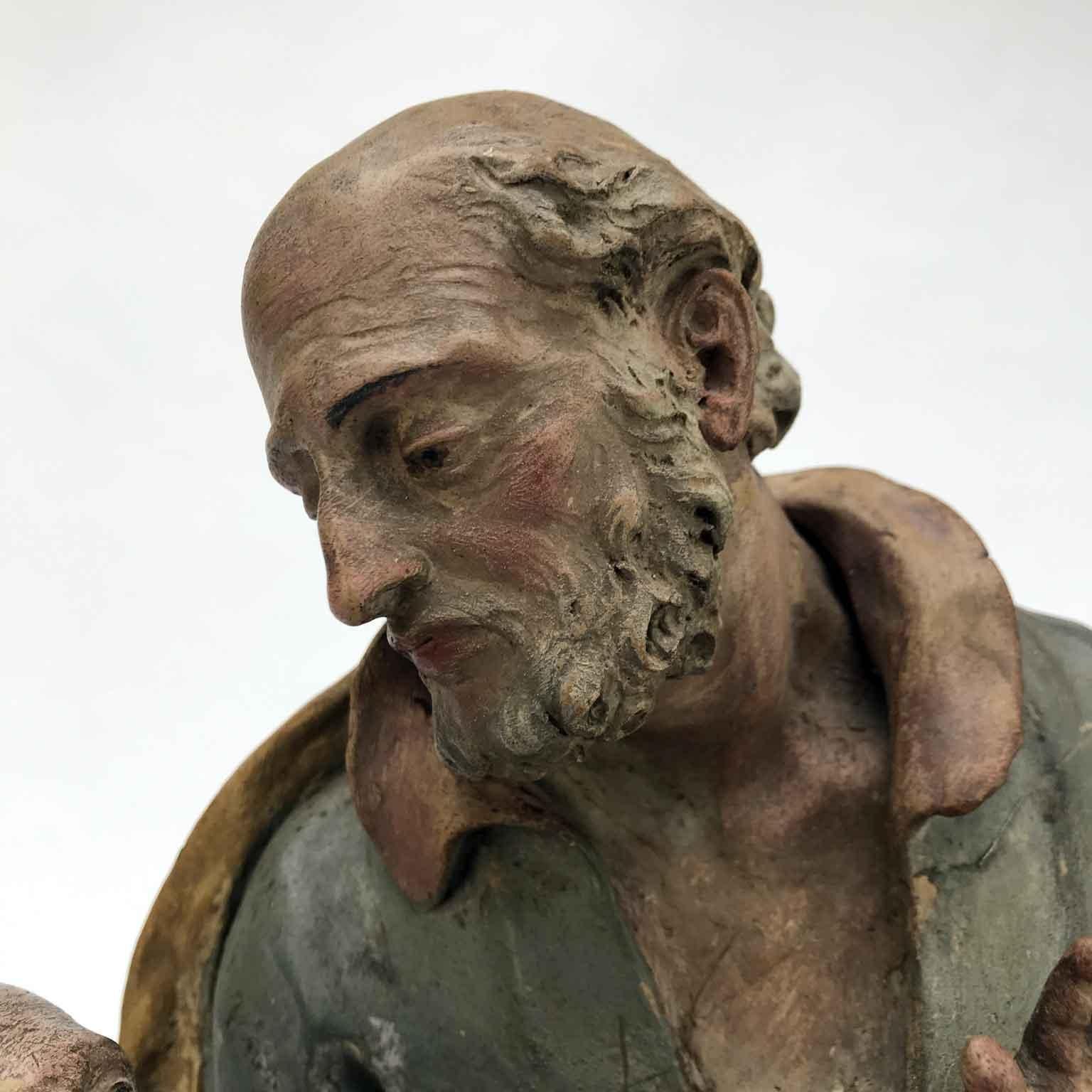 18th Century Italian St Joseph with Infant Jesus Baroque Old Master Sculpture For Sale 5