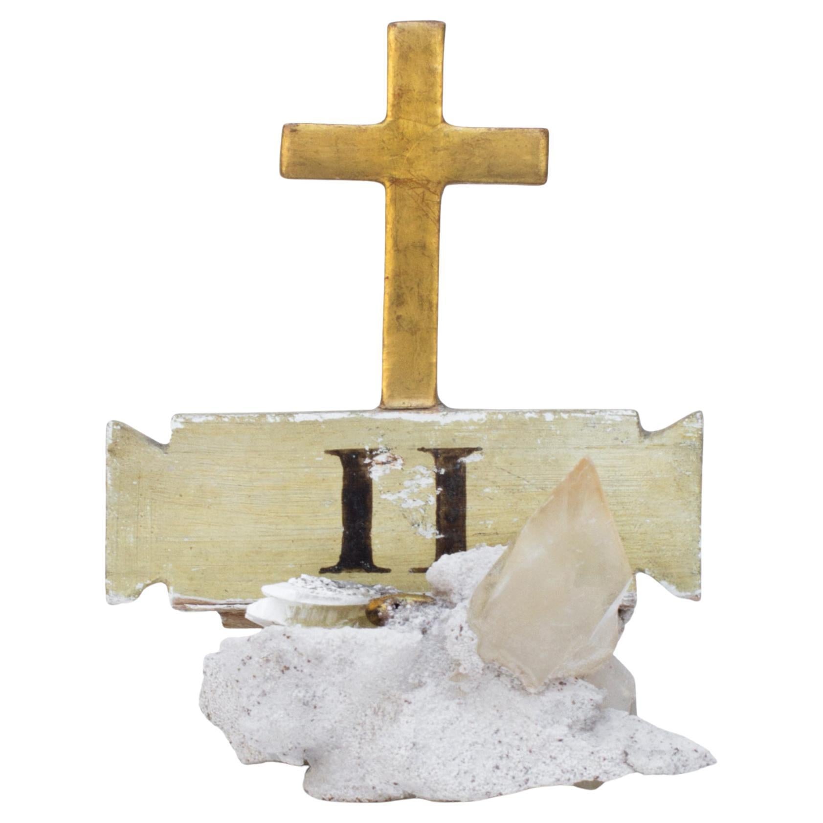 18th Century Italian Station of the Cross Mounted on Calcite Crystals in Matrix