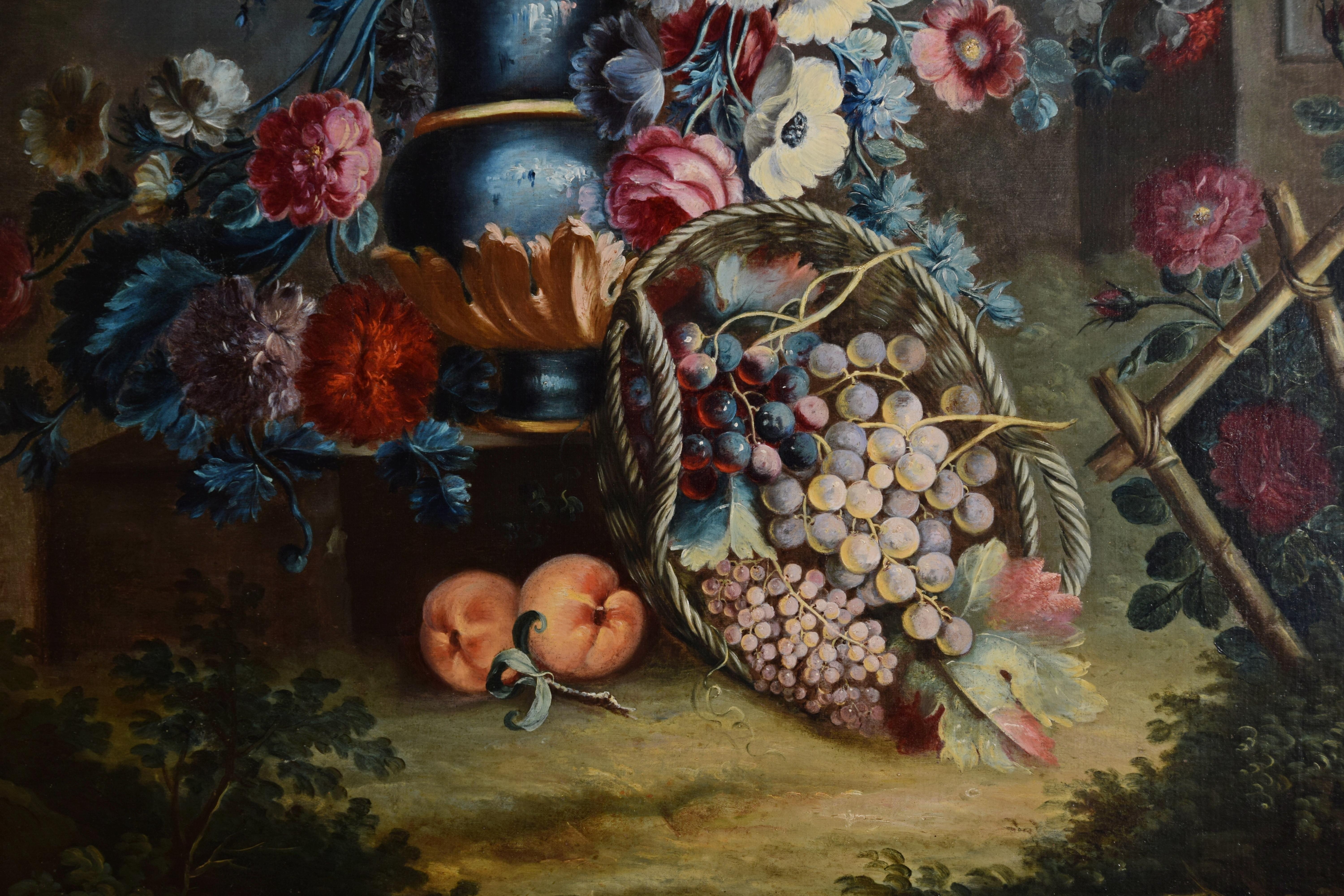 Canvas 18th Century, Italian Still Life by Michele Antonio Rapos For Sale