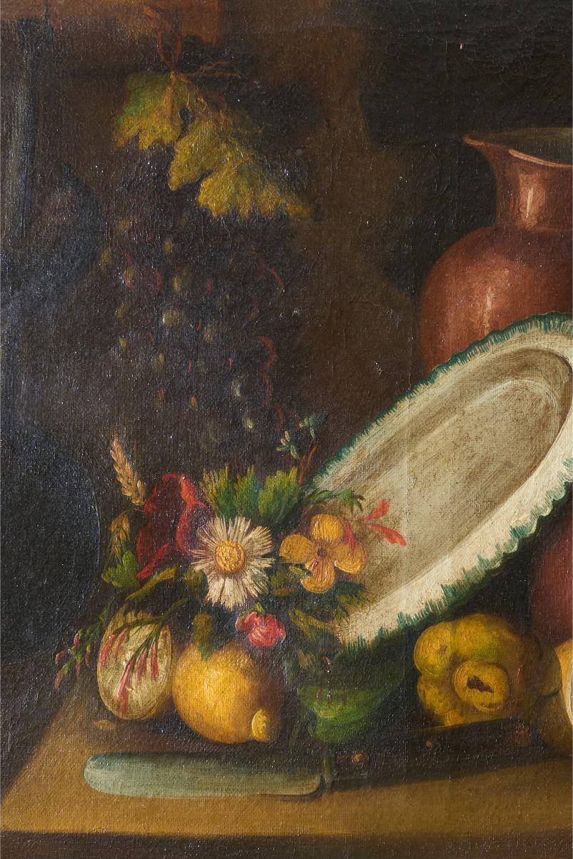 18th Century Italian Still life - Flowers and Kettle In Excellent Condition For Sale In Malton, GB