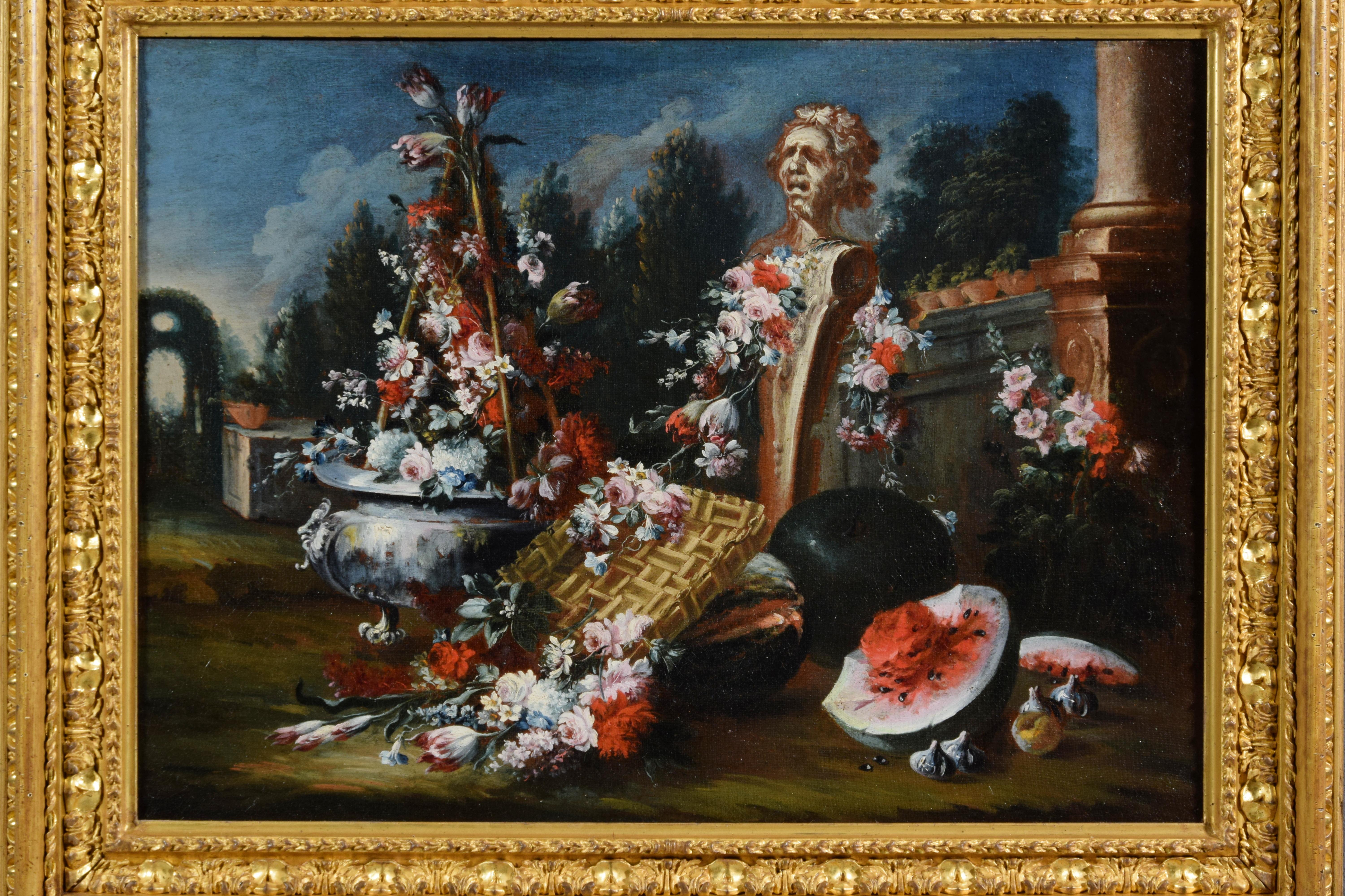 Baroque 18th Century, Italian Still Life Painting Attributed to Francesco Lavagna For Sale