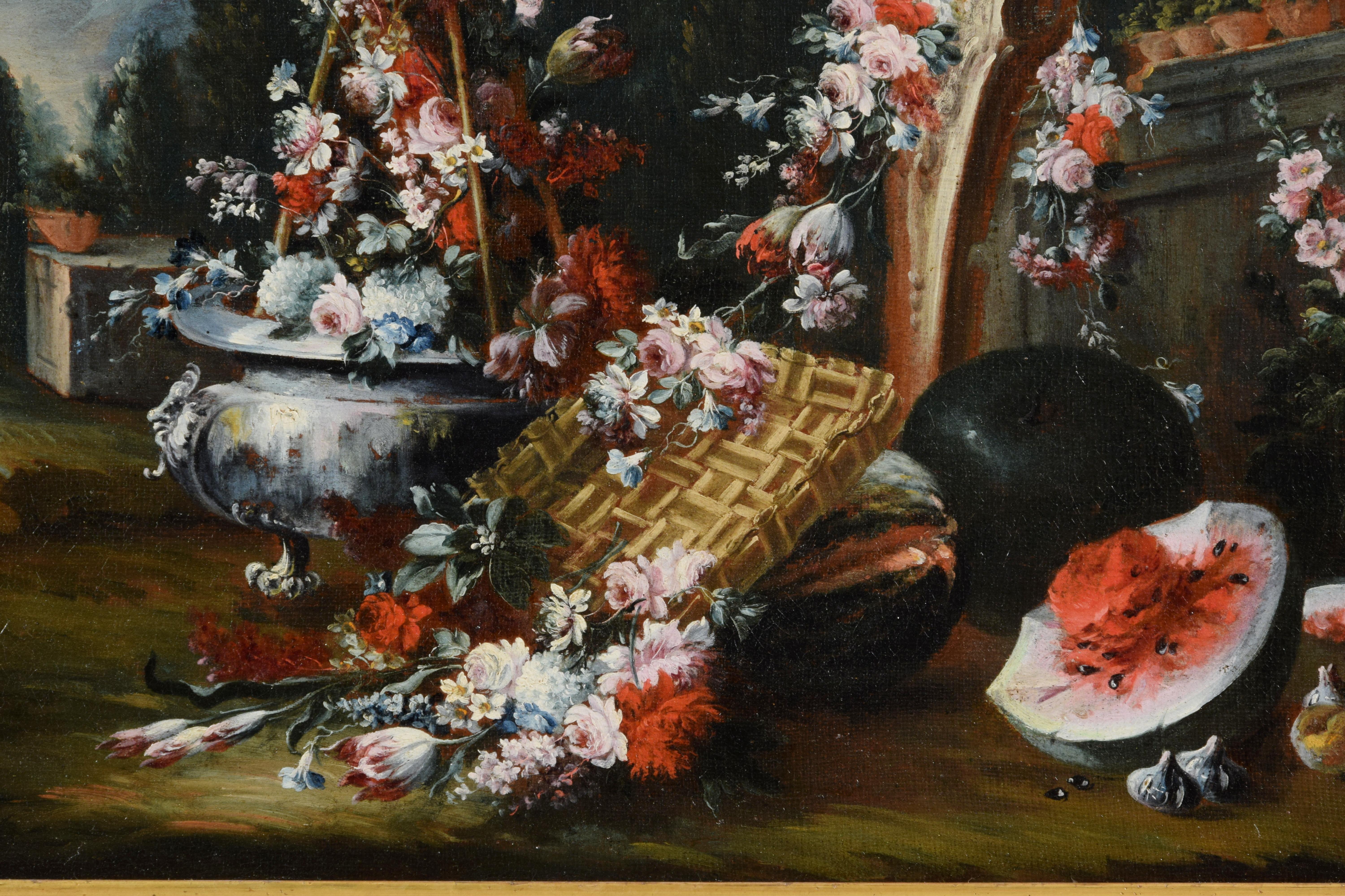 Hand-Painted 18th Century, Italian Still Life Painting Attributed to Francesco Lavagna For Sale