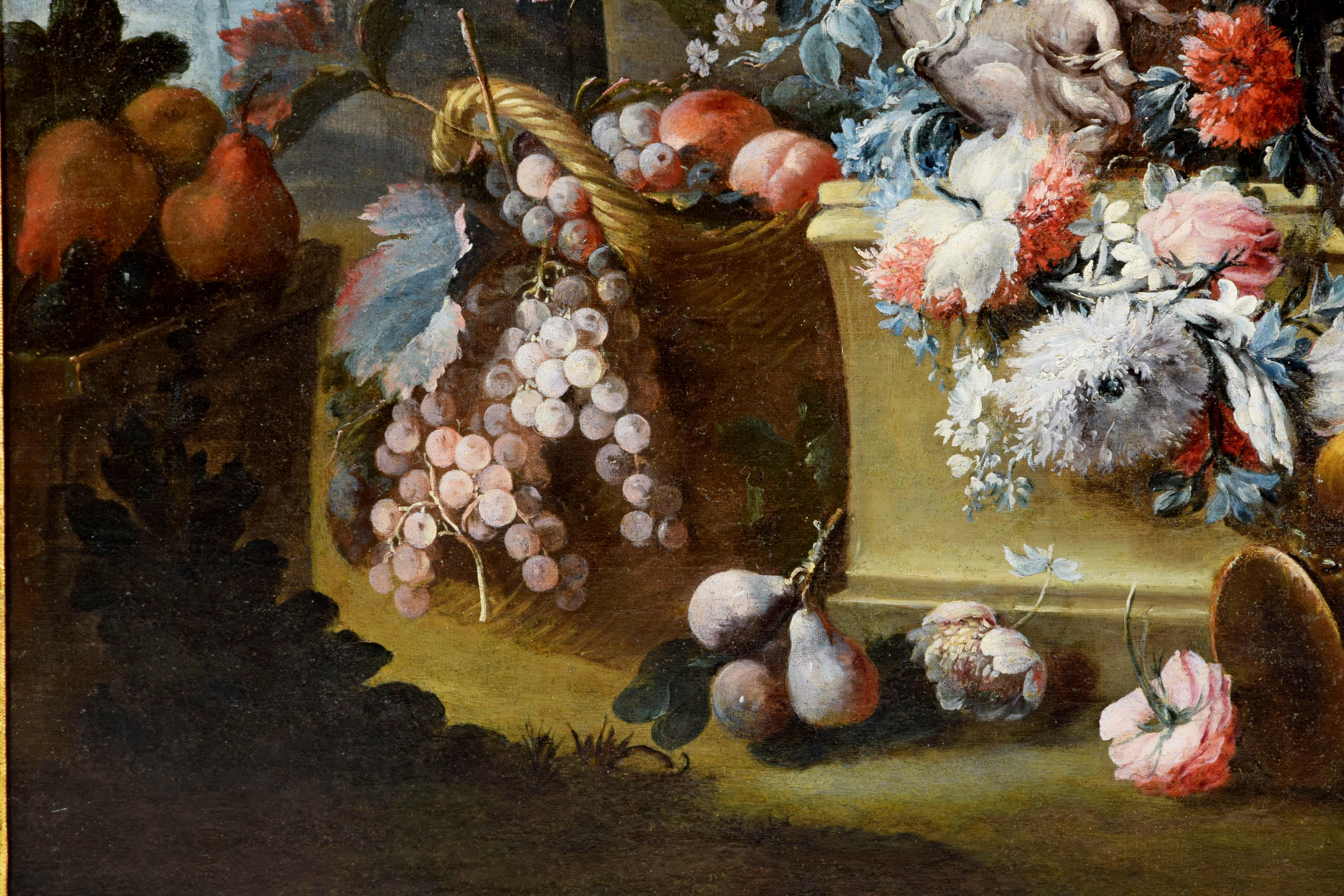18th Century, Italian Still Life with Flowers by Michele Antonio Rapos For Sale 5
