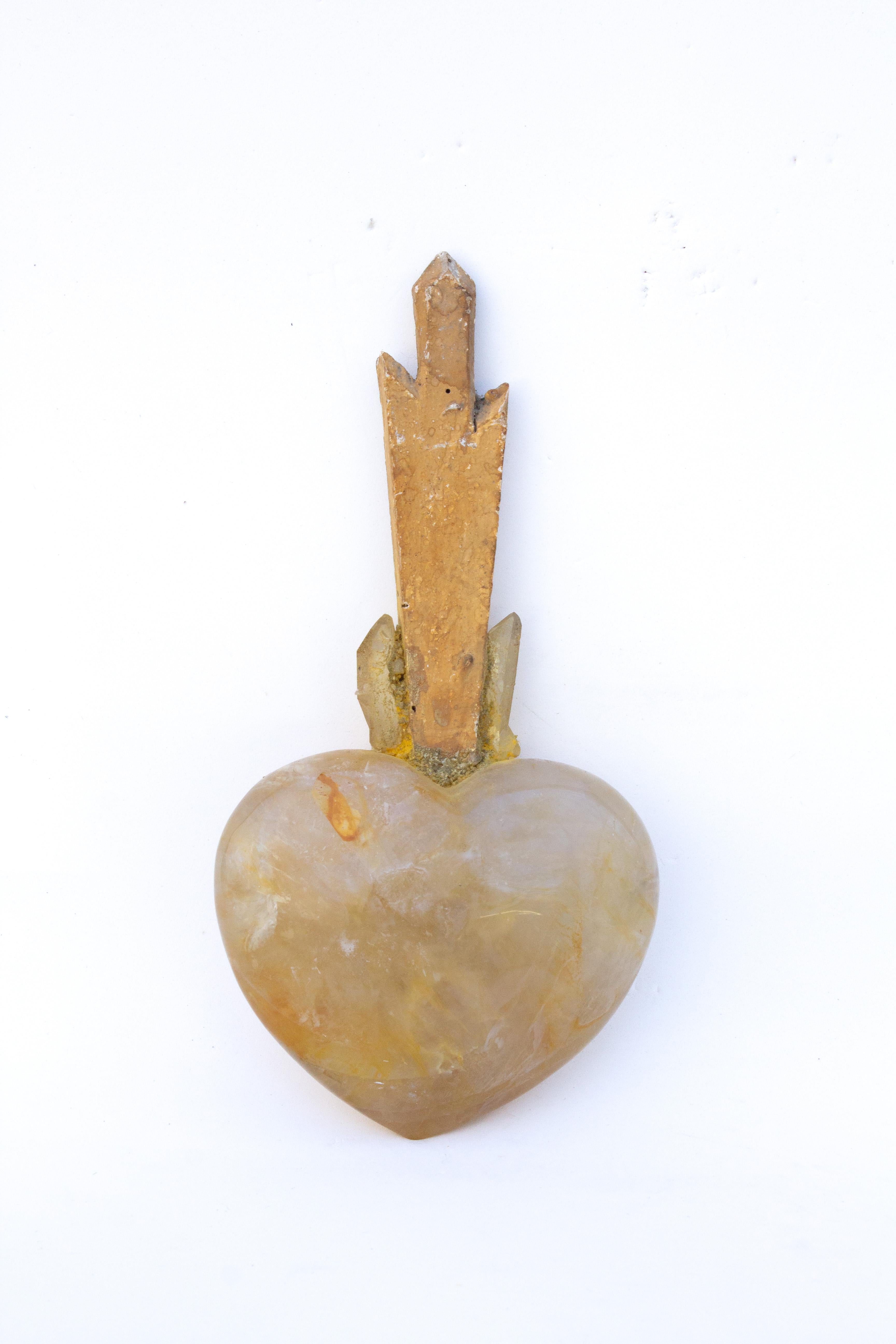 Rayo de Sol Italiano del Siglo XVIII Montado en un Corazón de Cuarzo Hematoide Amarillo en Bueno estado para la venta en Dublin, Dalkey