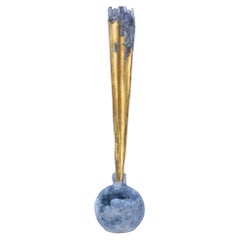 Rayo de Sol Italiano del Siglo XVIII sobre una Esfera de Celesita Azul con Cuarzo Cristalino
