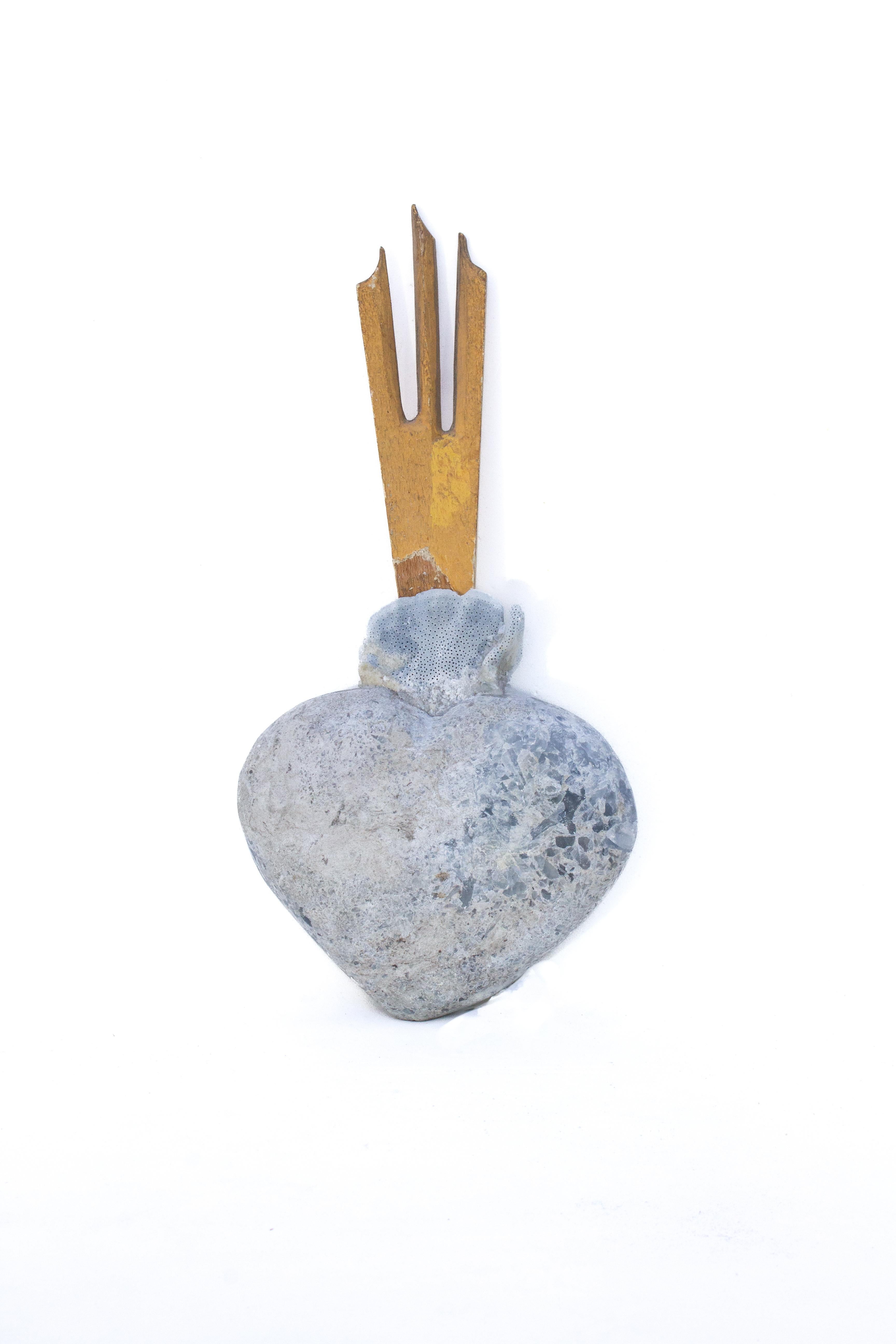 Rayo de Sol Italiano del Siglo XVIII sobre Geoda de Celesita Azul Corazón con Coral Azul 1