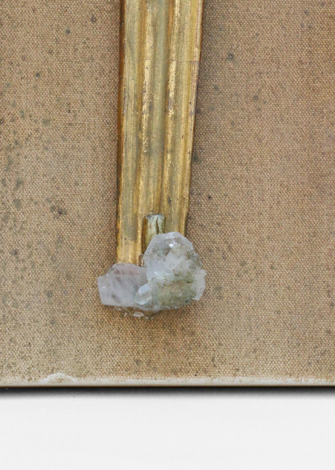 18th Century Italian Sunrays with Faden Crystals and Baroque Pearls on Canvas In Good Condition For Sale In Dublin, Dalkey