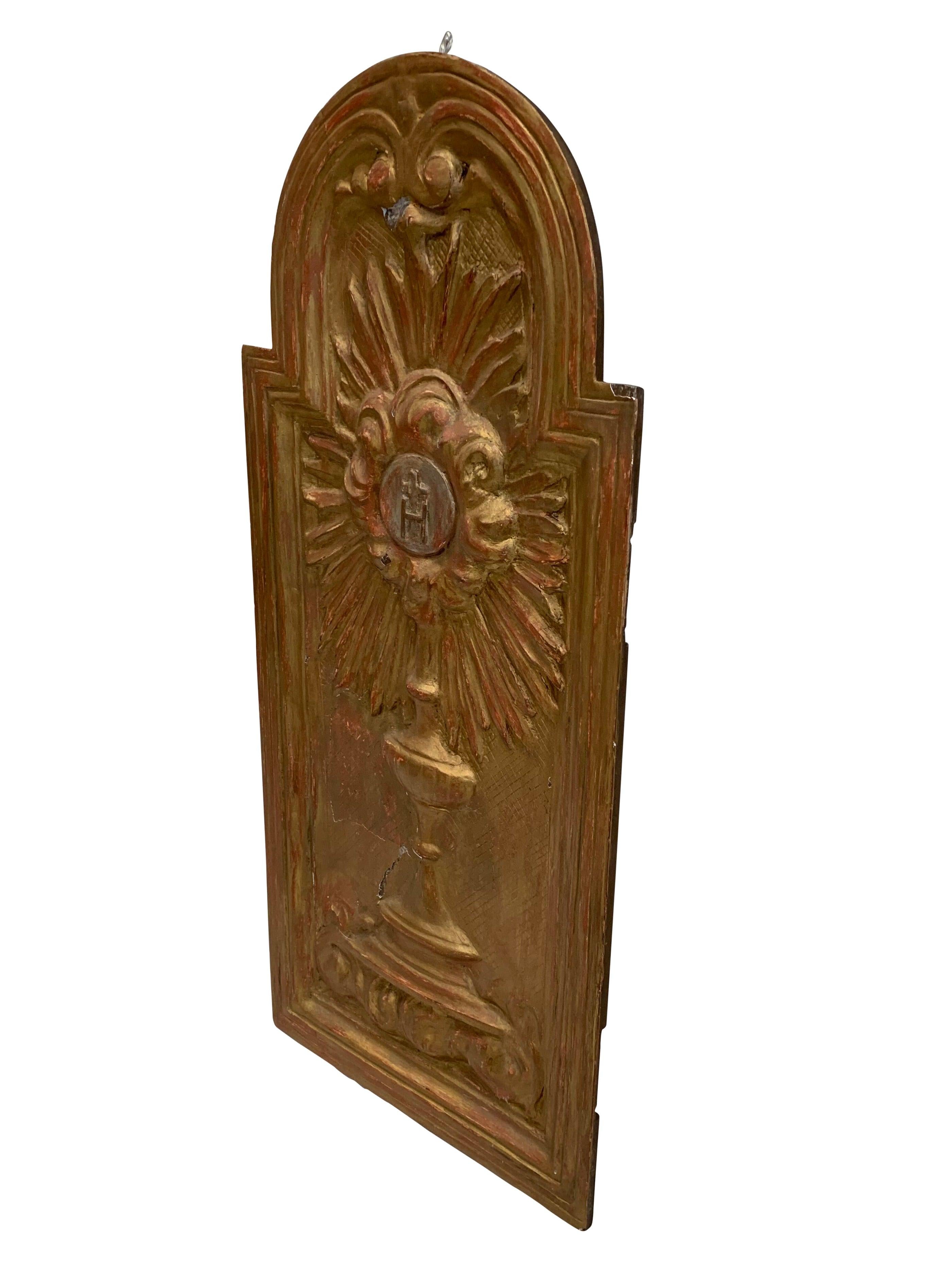 18th Century Italian Tabernacle Door Fragment. Unique piece that can go anywhere. Perfect for a sculpture on the wall in a hallway or niche.