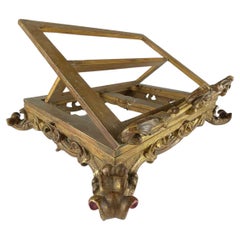 Lecterne de table italienne du 18ème siècle en bois doré tournant
