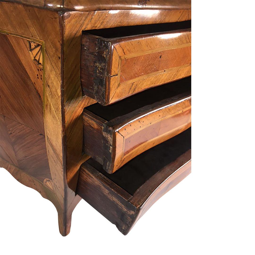 Hand-Crafted 18th Century Italian Minature Table Top Exotic Woods Chest  For Sale