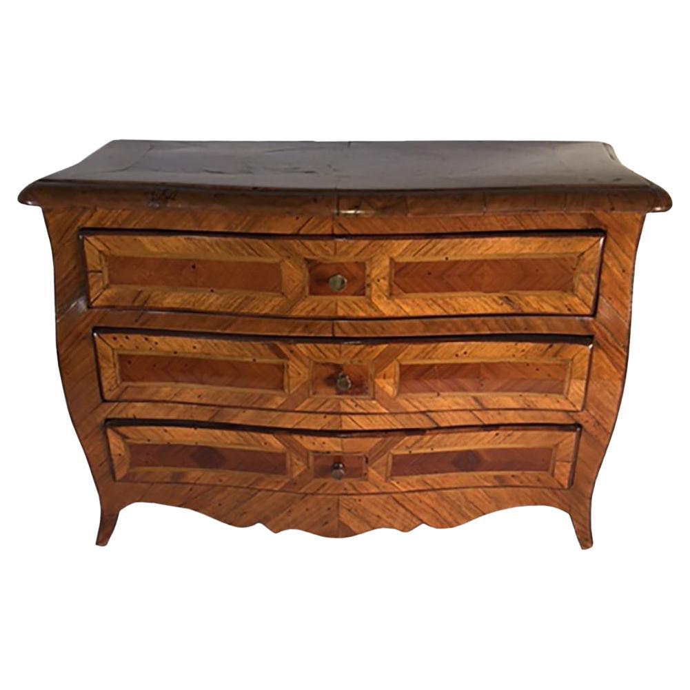 18th Century Italian Minature Table Top Exotic Woods Chest  For Sale