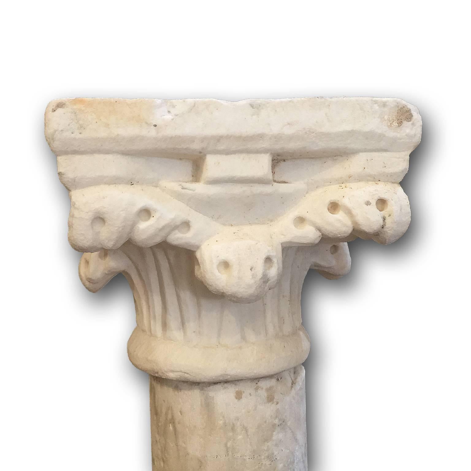 Late 18th Century 18th Century Italian Three-Piece Carved White Marble Pedestal with Capital