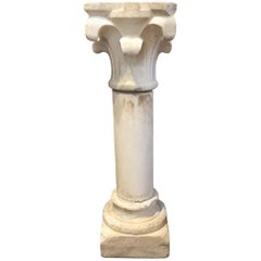 18th Century Italian Three-Piece Carved White Marble Pedestal with Capital