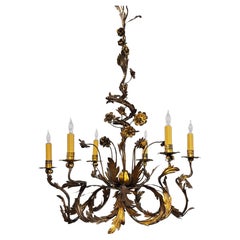 18th Century Italian Tole Painted and Gilt Candle Chandelier