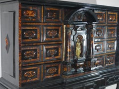 18th Century Italian Tortoise Shell, Ebonized Wood and Bronze Specimen Cabinet