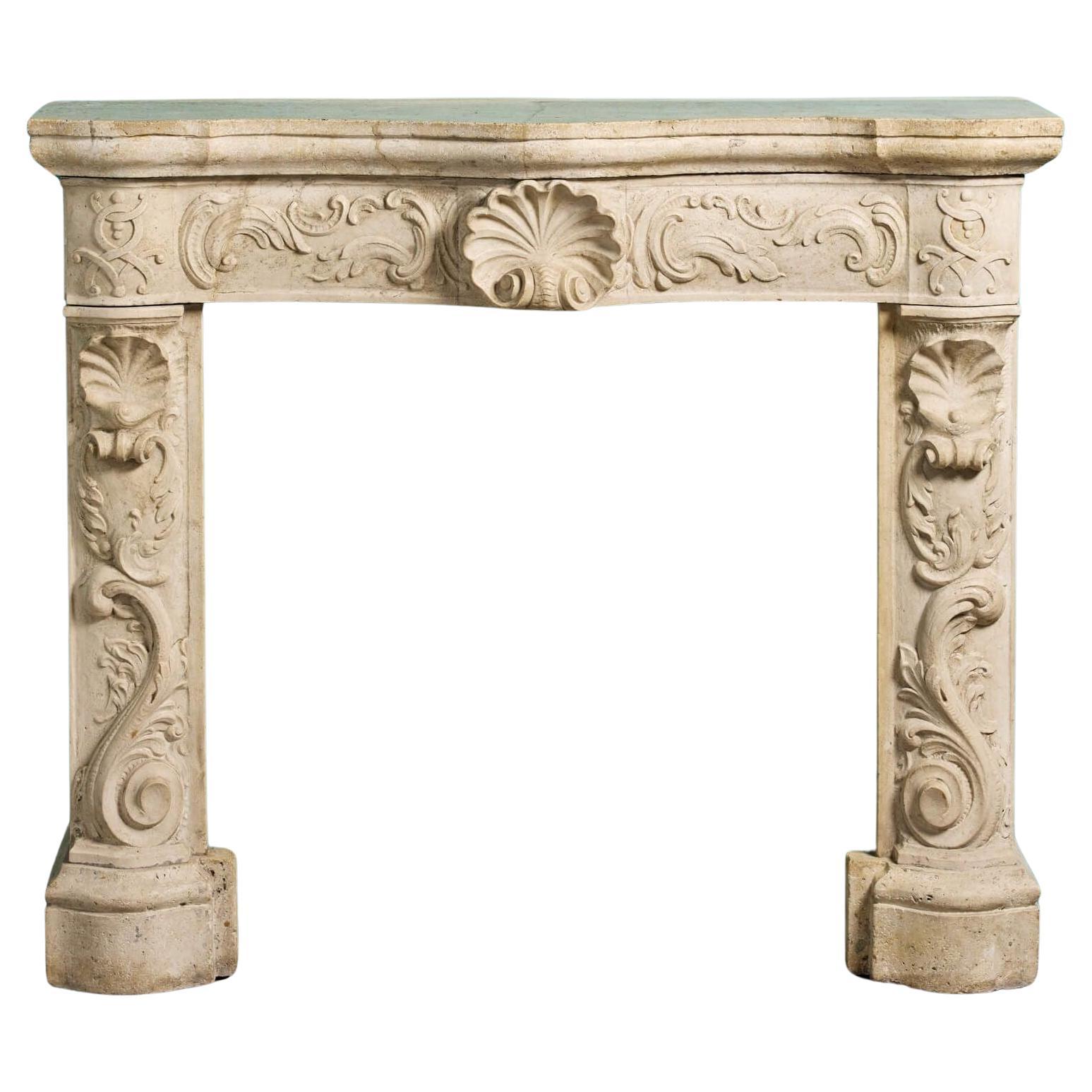 18th Century Italian Travertine Marble Fire Mantel