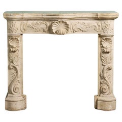 Antique 18th Century Italian Travertine Marble Fire Mantel