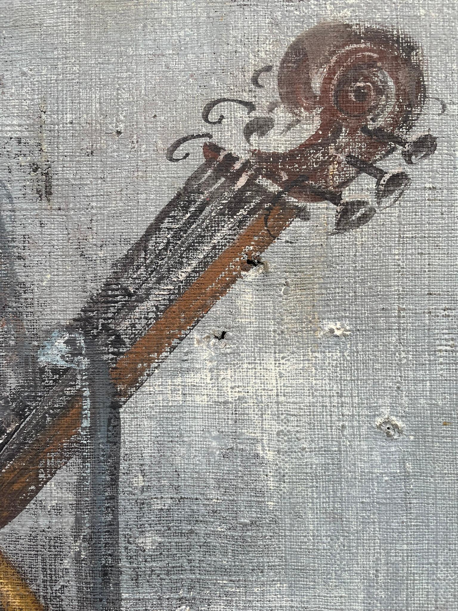 Peinture sur toile en trompe-l'Oeil italienne du XVIIIe siècle représentant des instruments de musique en vente 5