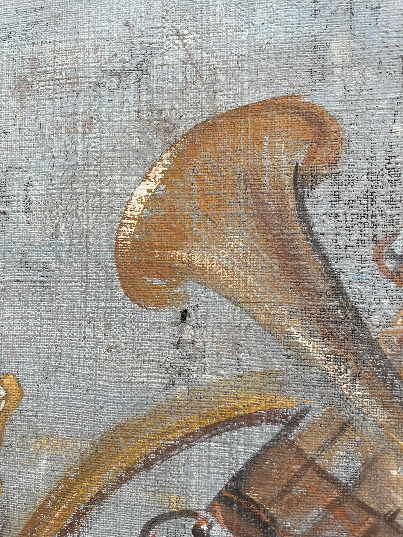 Italienisches Trompe L'Oeil-Gemälde auf Leinwand aus dem 18. Jahrhundert mit Musikinstrumenten im Angebot 6