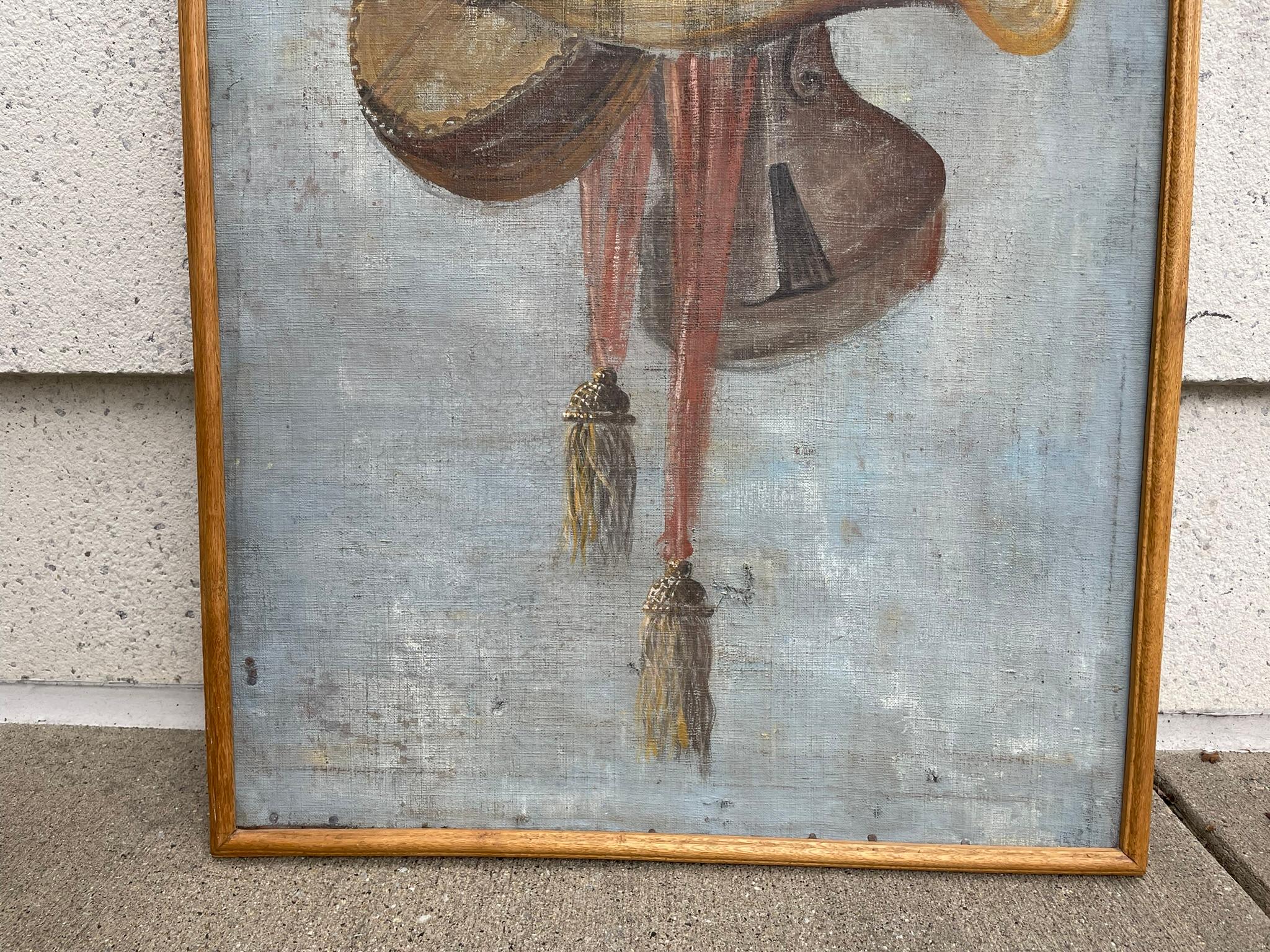 18th Century Italian Trompe L'Oeil Painting On Canvas Of Musical Instruments For Sale 1