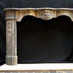 18th Century Italian Turquin Marble Fireplace Mantel in the Style of Louis XV