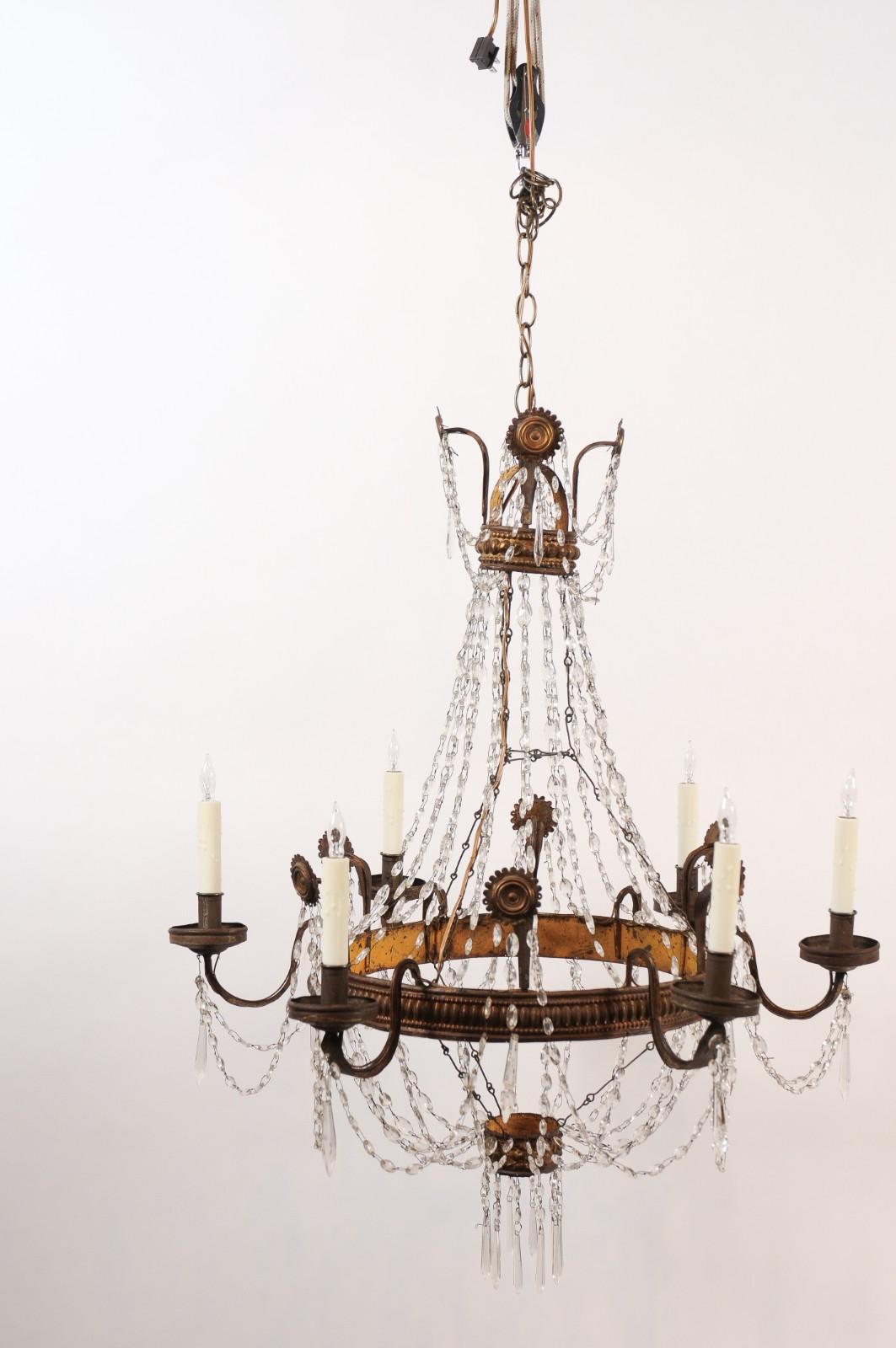18th Century Italian Tuscan Basket Shaped Chandelier with 6 Lights For Sale 6