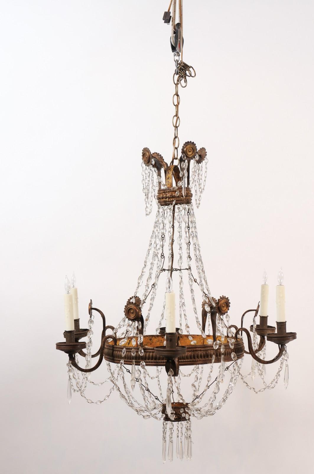 18th Century Italian Tuscan Basket Shaped Chandelier with 6 Lights For Sale 8