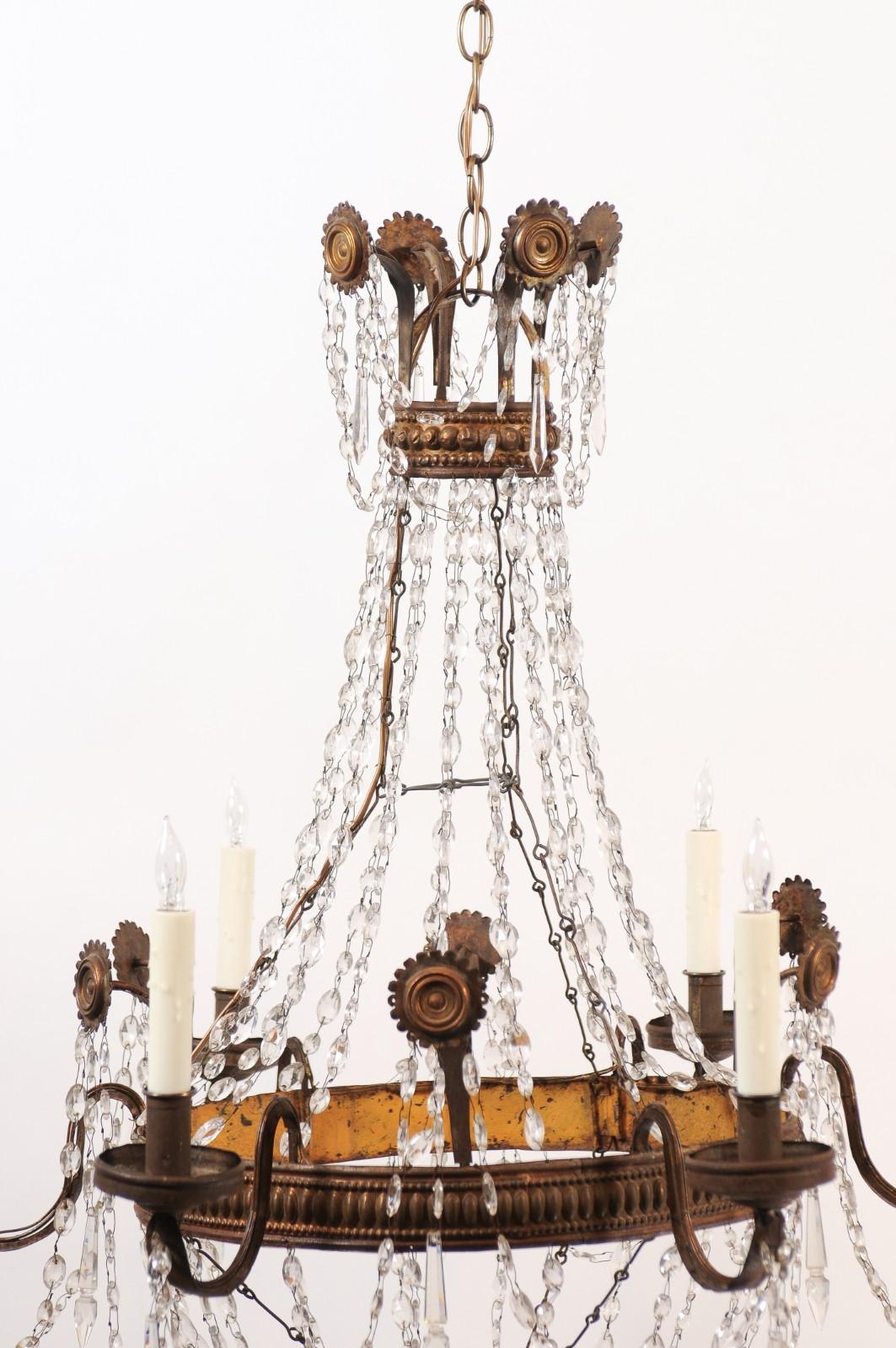 Metal 18th Century Italian Tuscan Basket Shaped Chandelier with 6 Lights For Sale