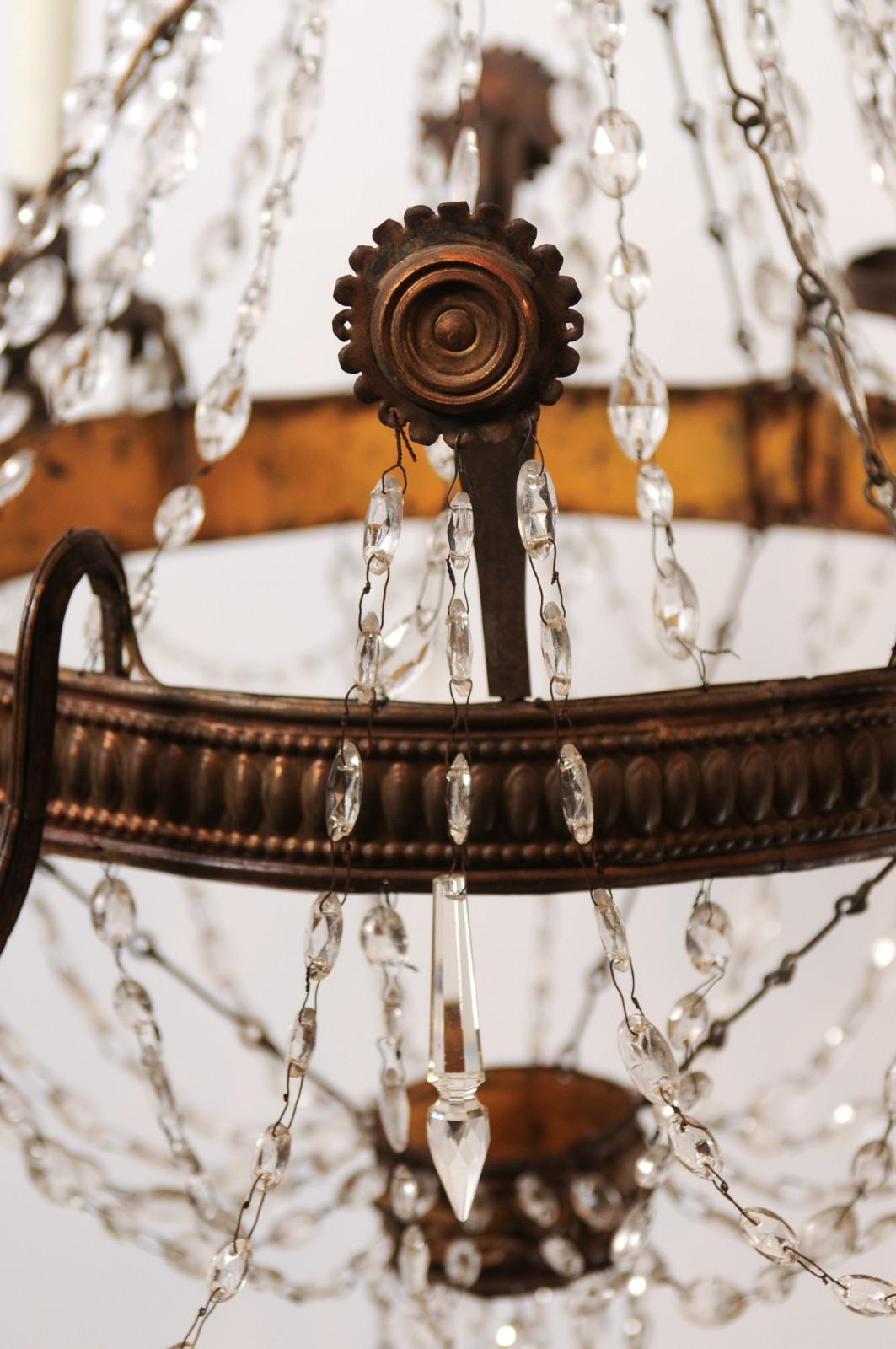 18th Century Italian Tuscan Basket Shaped Chandelier with 6 Lights For Sale 3