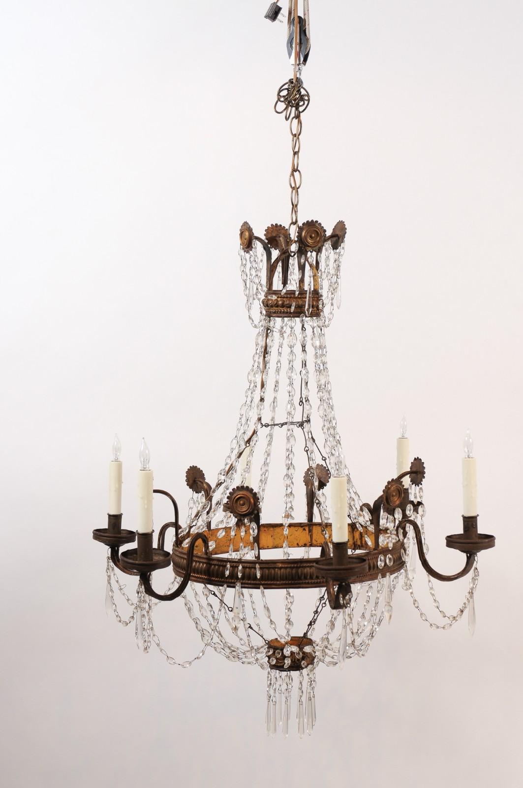18th Century Italian Tuscan Basket Shaped Chandelier with 6 Lights For Sale 5