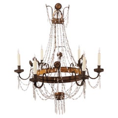 18th Century Italian Tuscan Basket Shaped Chandelier with 6 Lights