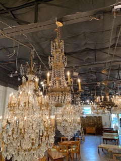 18th Century Italian Tuscan Beaded Crystal and Tole Chandelier