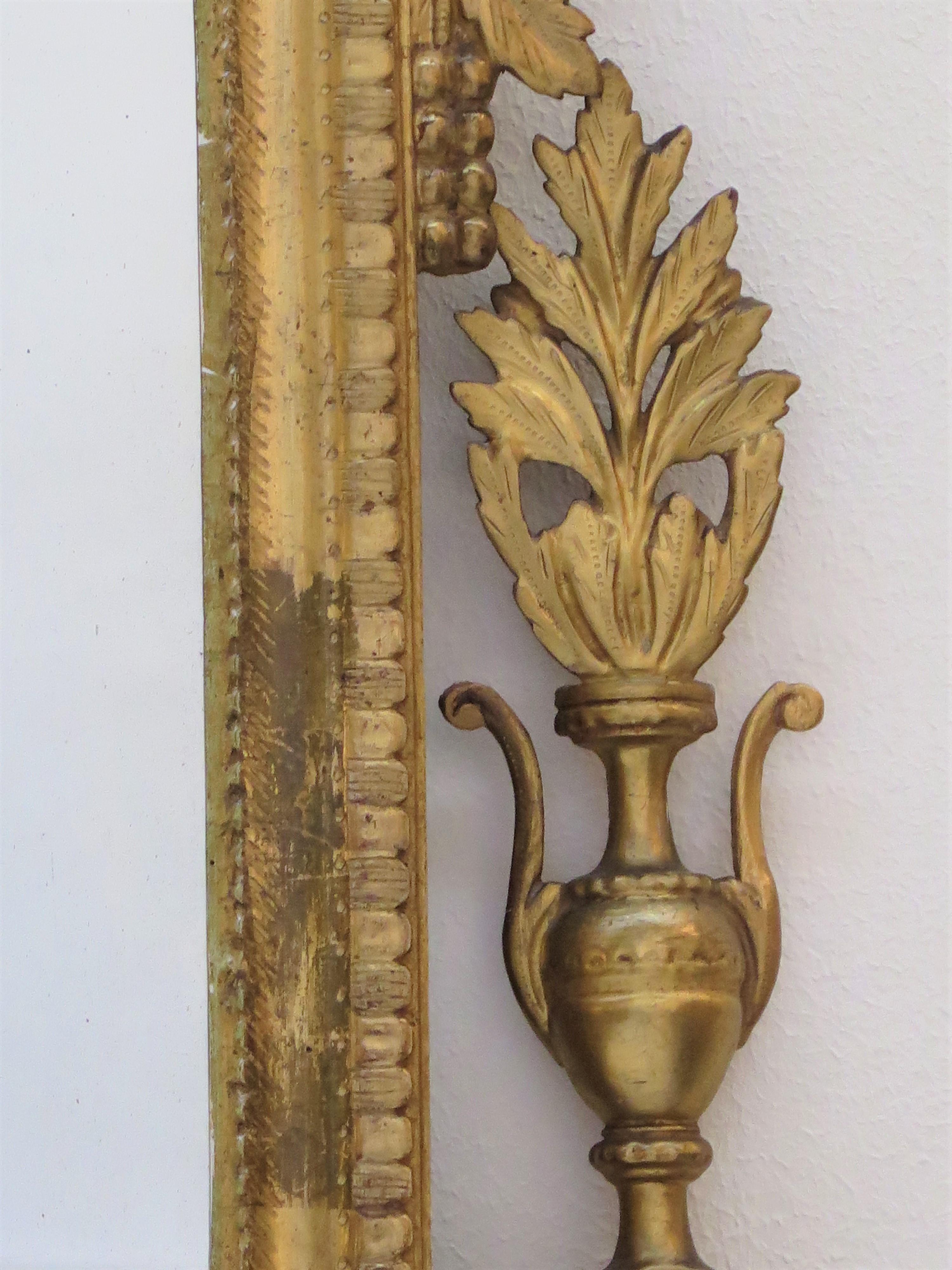 Verre de pilier néoclassique italien du 18ème siècle en bois doré (toscan) en vente 3