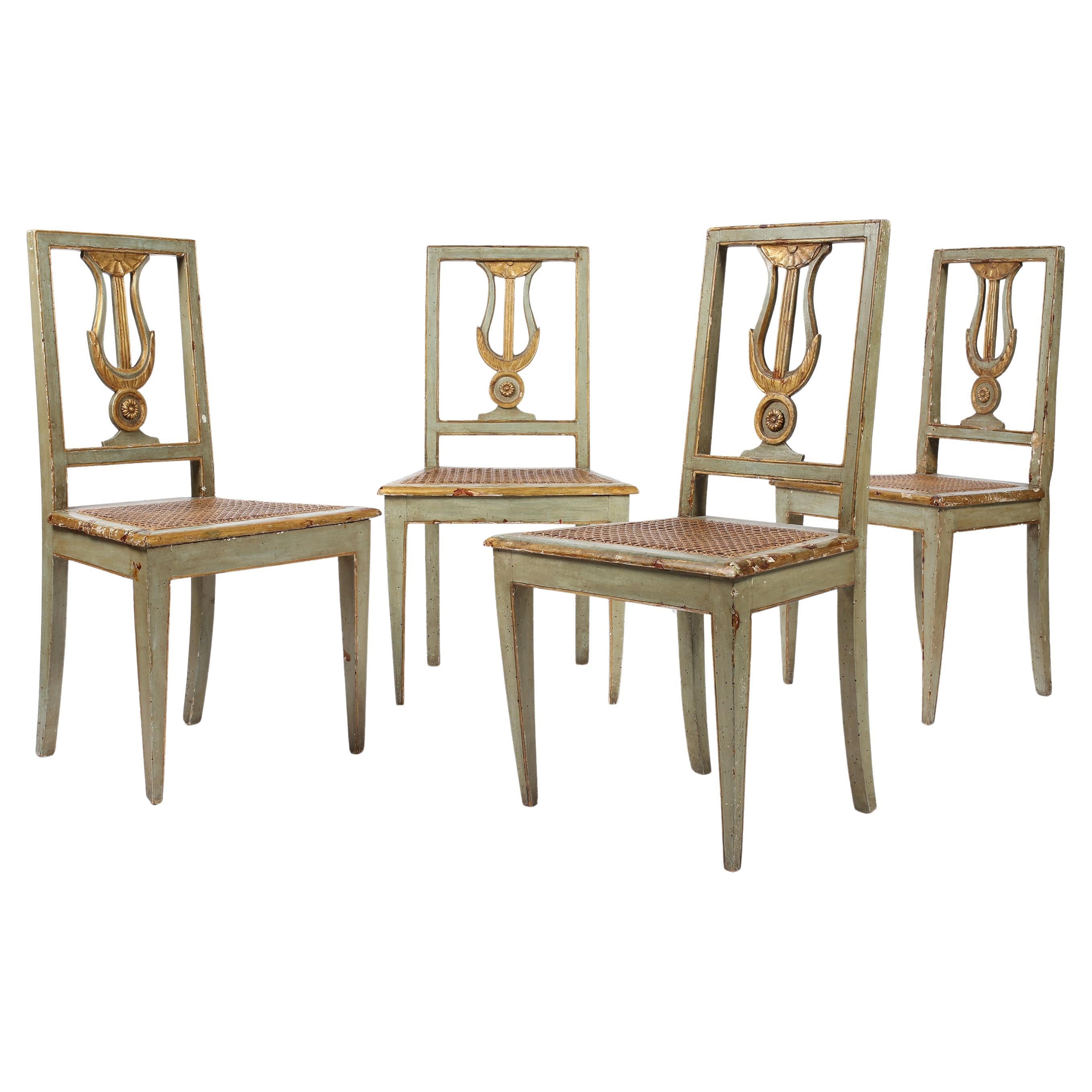 18th Century Italian Tuscan Polychrome Painted and Gilt Dining Chair