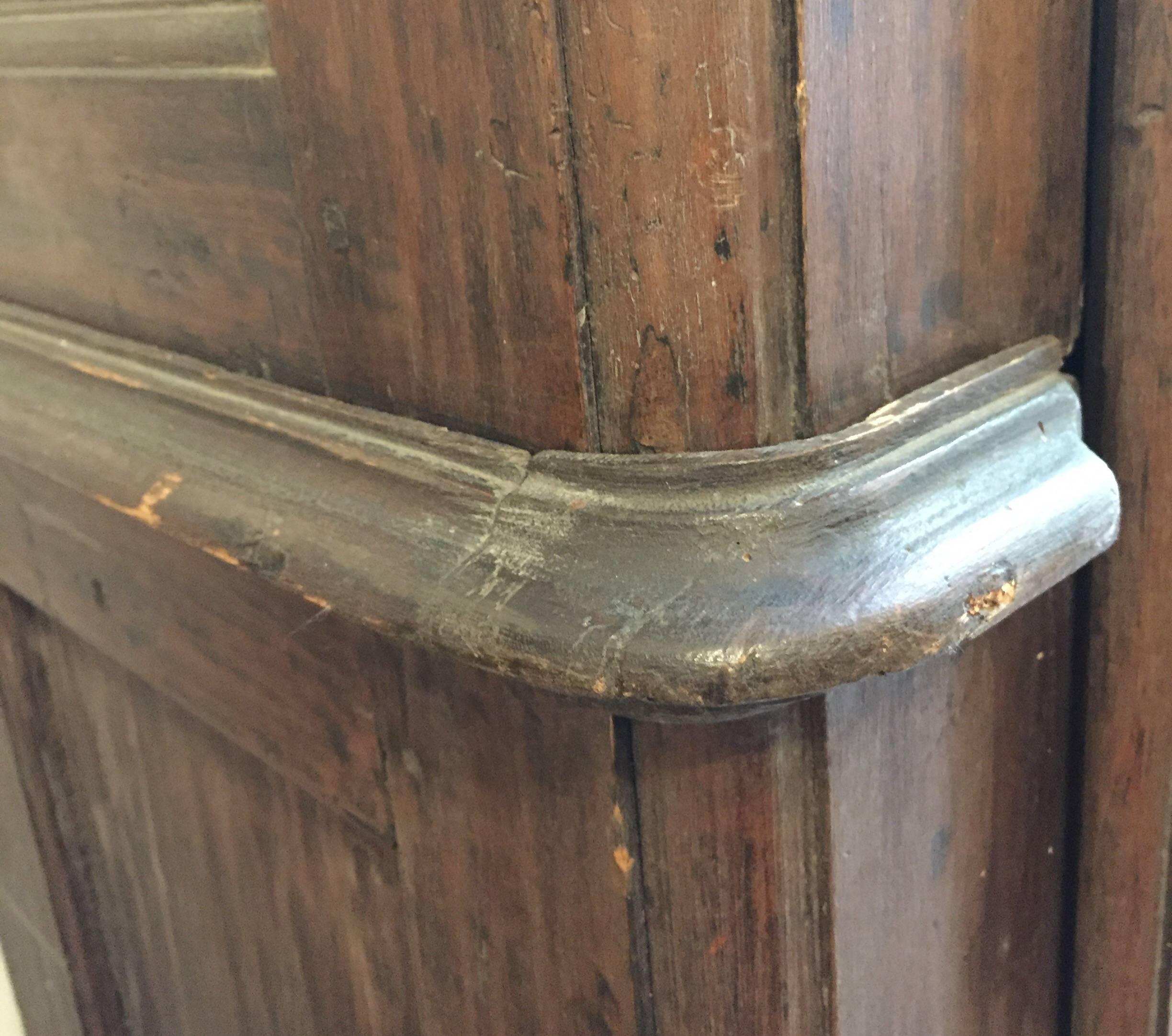 18th Century Italian Two-Door Wardrobe Antique Carved Poplar Armoire 5