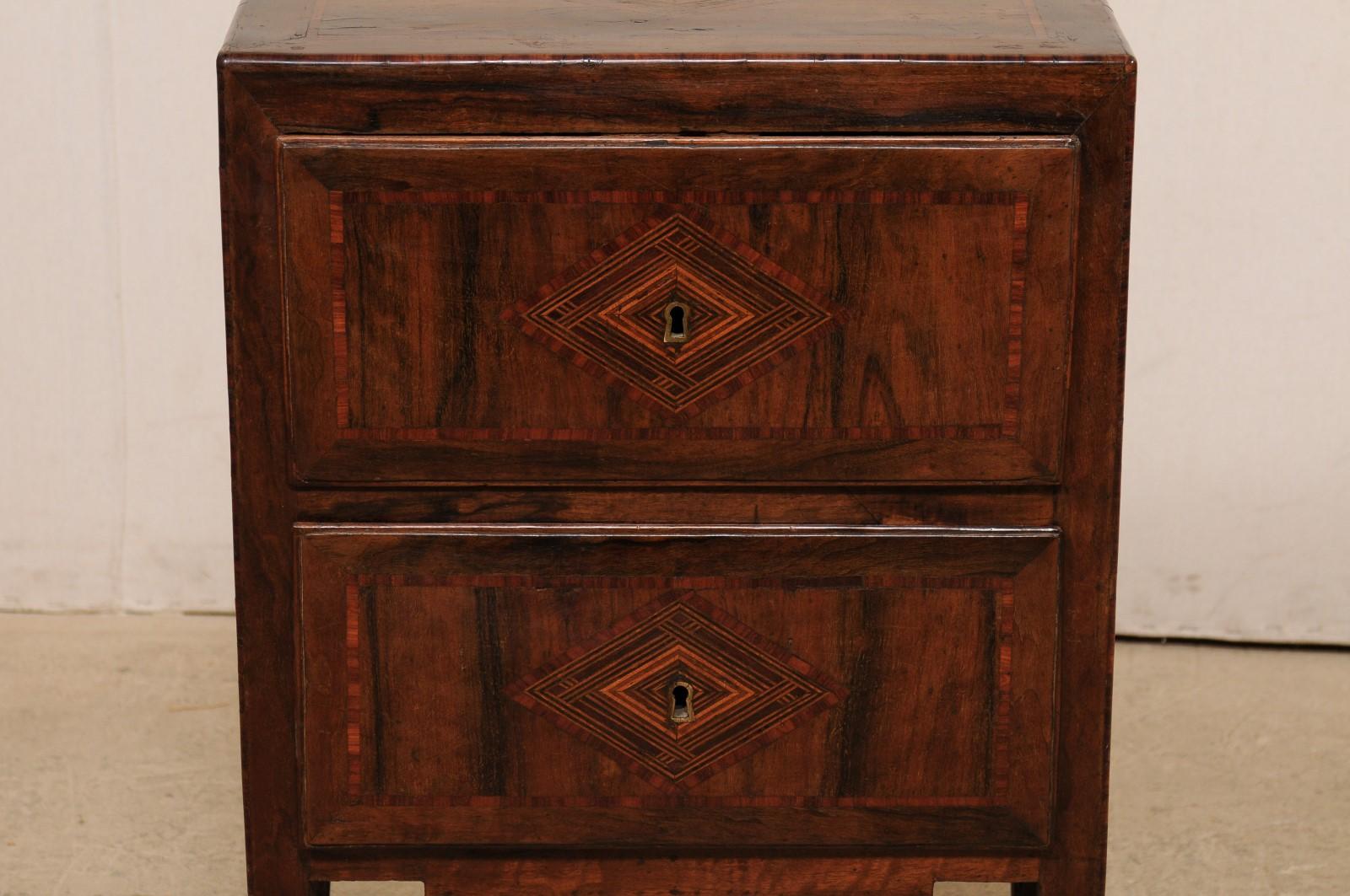 18th Century Italian Two-Drawer Raised Chest with Decorative Inlay and Banding For Sale 6